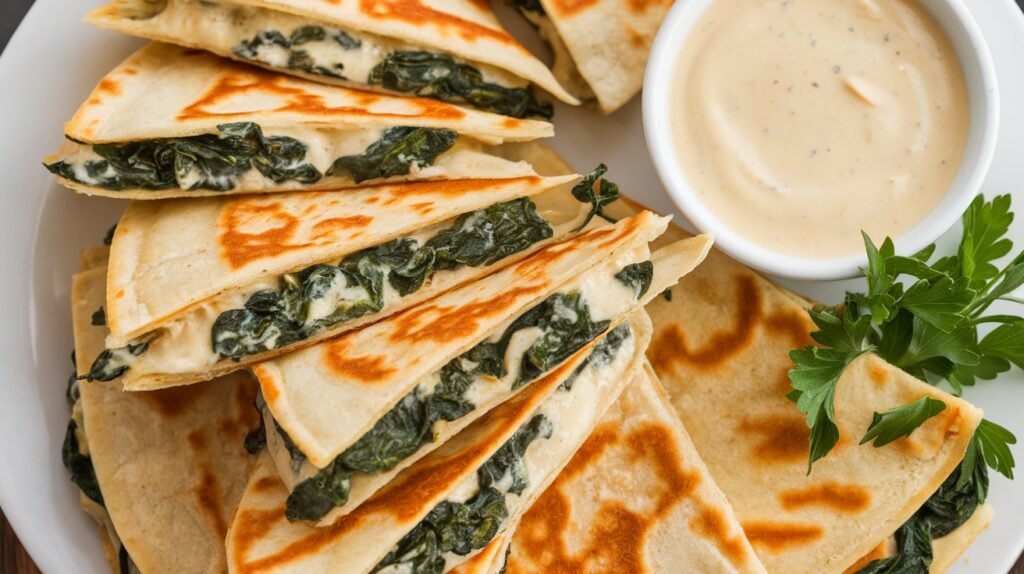 Chicken and Spinach Alfredo Quesadillas