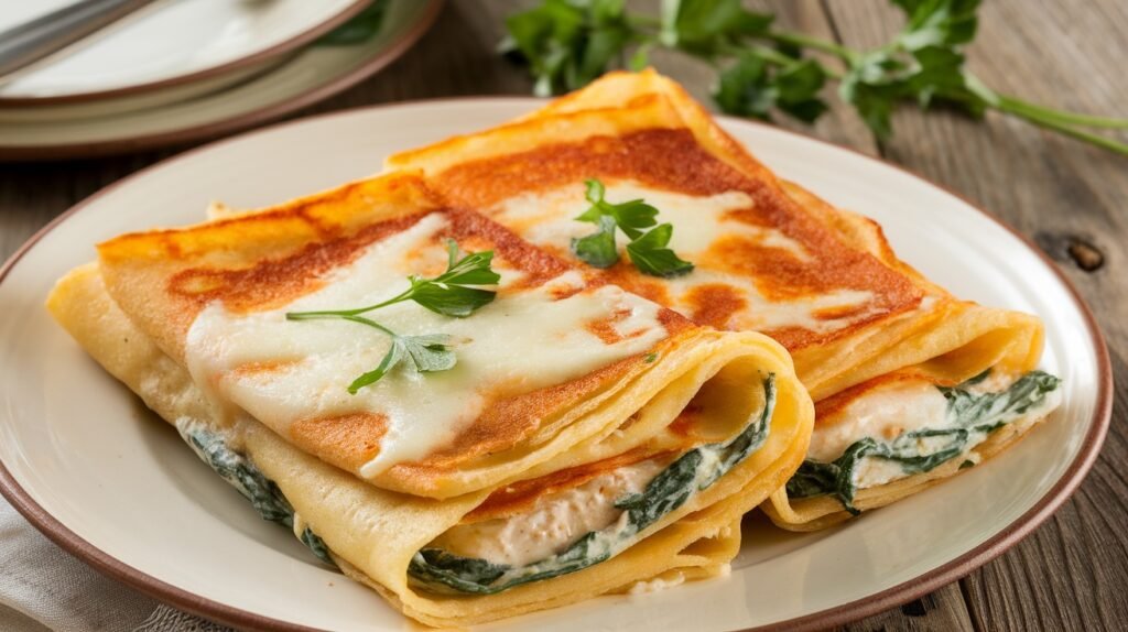 Chicken and Spinach Stuffed Crepes