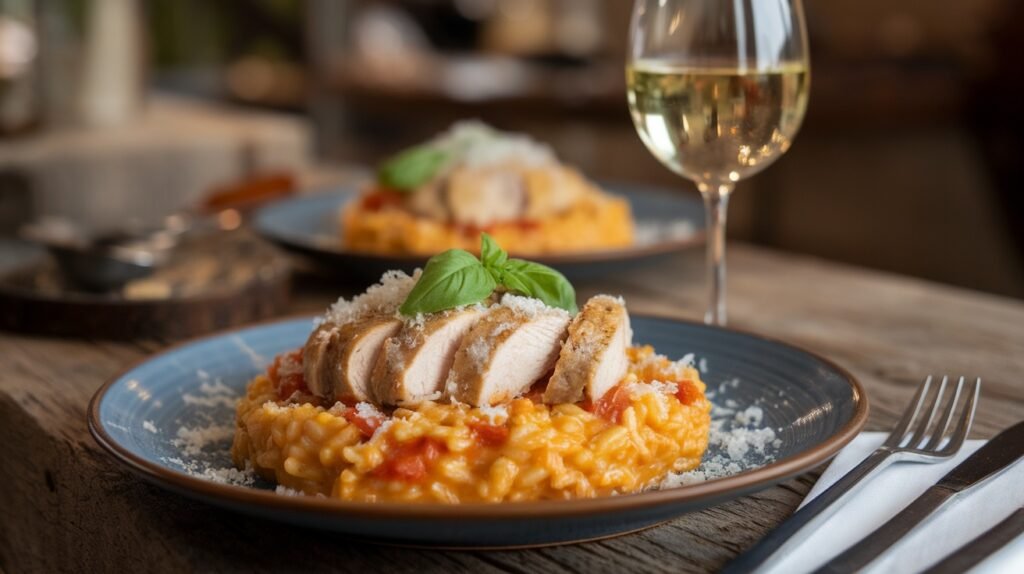 Chicken with Tomato Basil Risotto