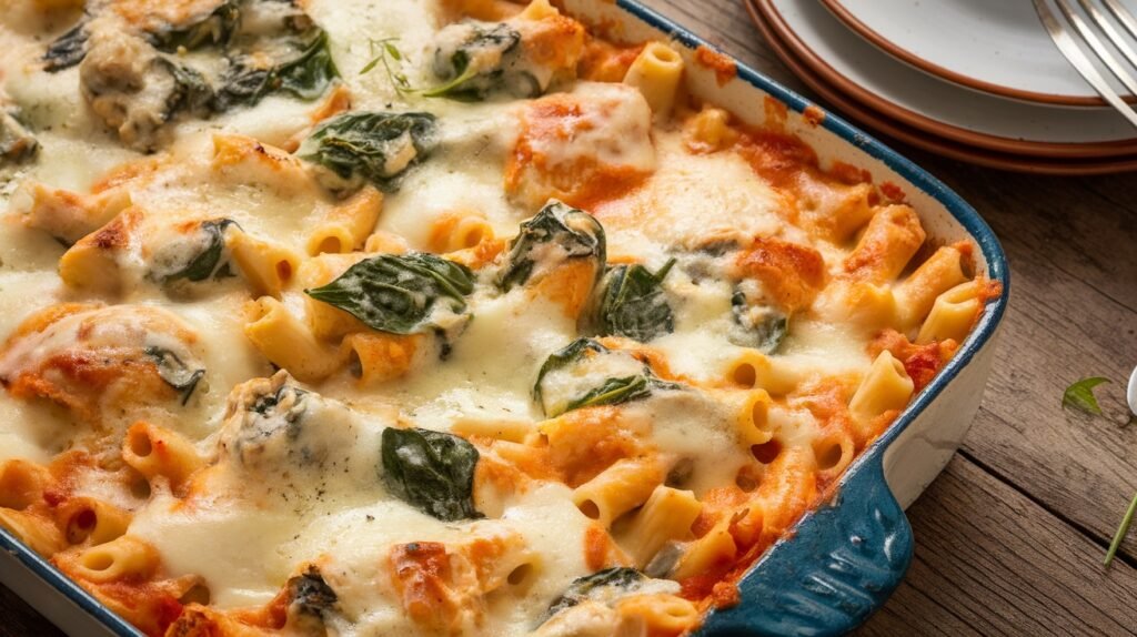 Chicken Spinach Alfredo Ziti