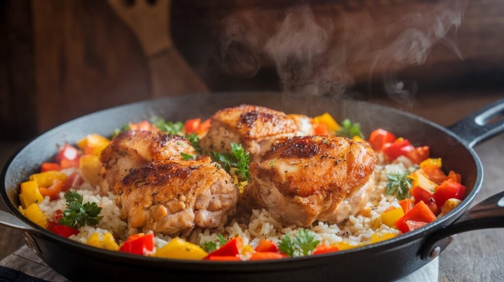 Greek Chicken and Rice Skillet