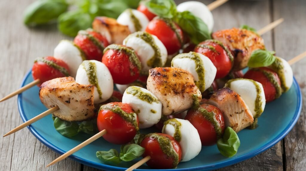 Chicken and Pesto Caprese Skewers