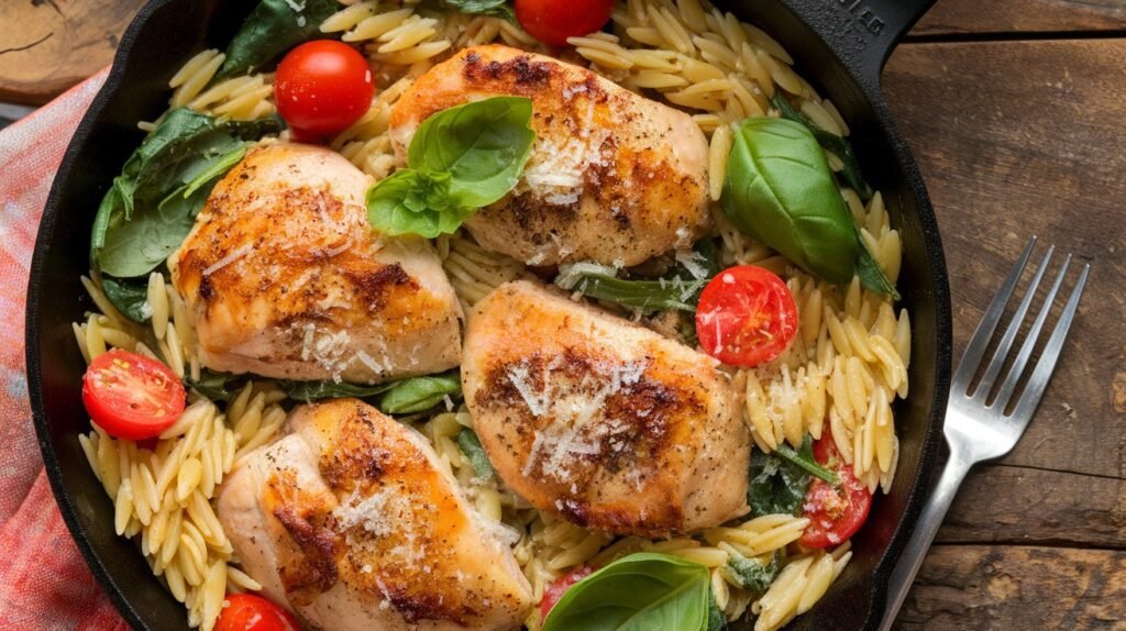 Italian Chicken Orzo Skillet