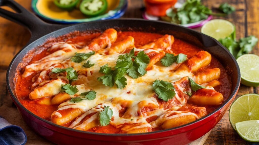 Chicken Enchilada Gnocchi Skillet