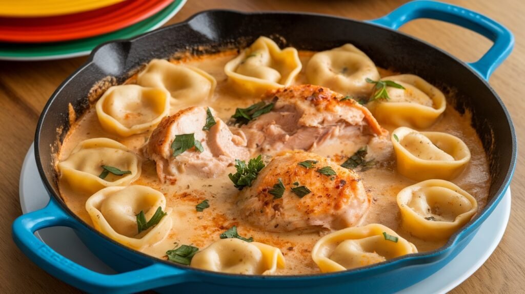 Chicken and Cheese Tortellini Skillet