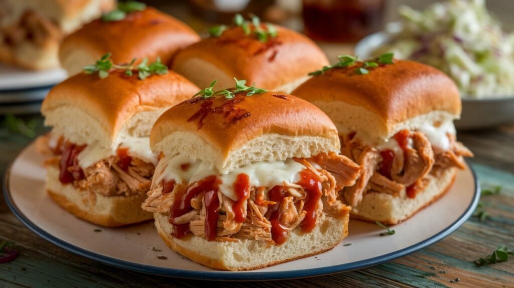Shredded Chicken Sliders On Hawaiian Rolls