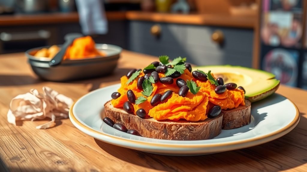 Sweet Potato and Black Bean Toast