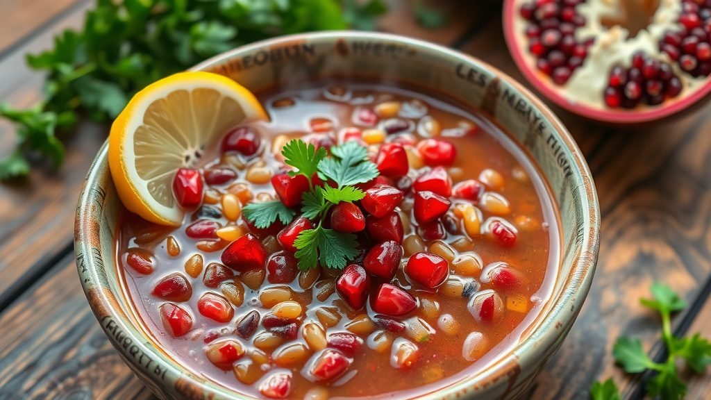 Syrian Lentil and Pomegranate Soup