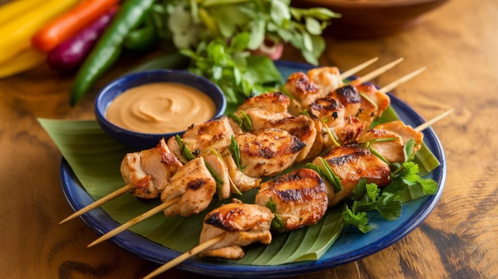 Thai Chicken Skewers with Peanut Sauce