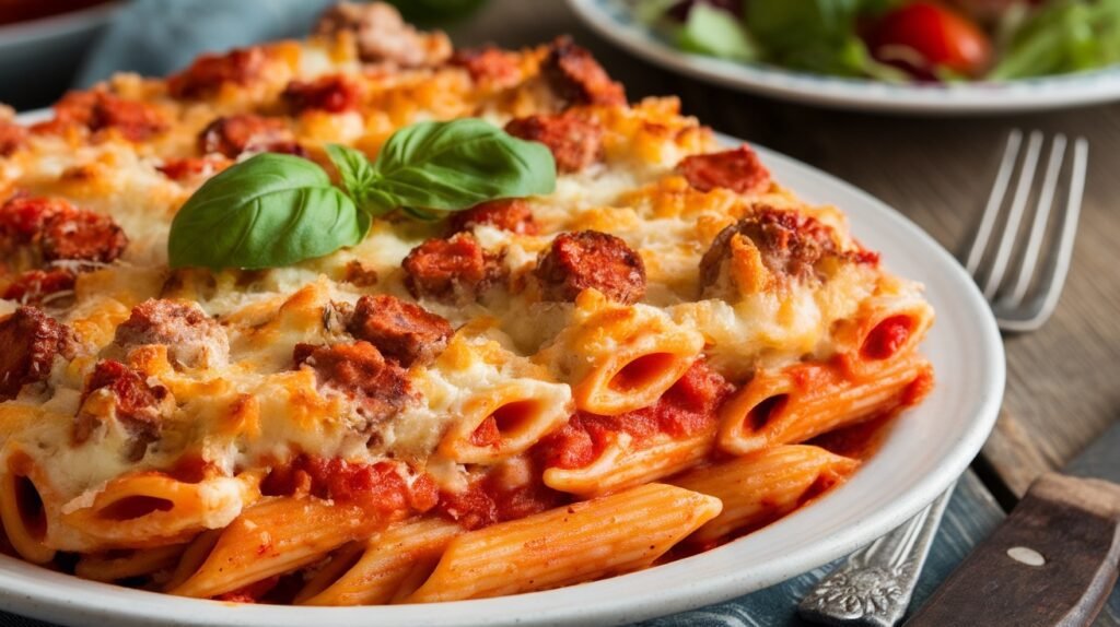 Chicken Sausage Penne Bake