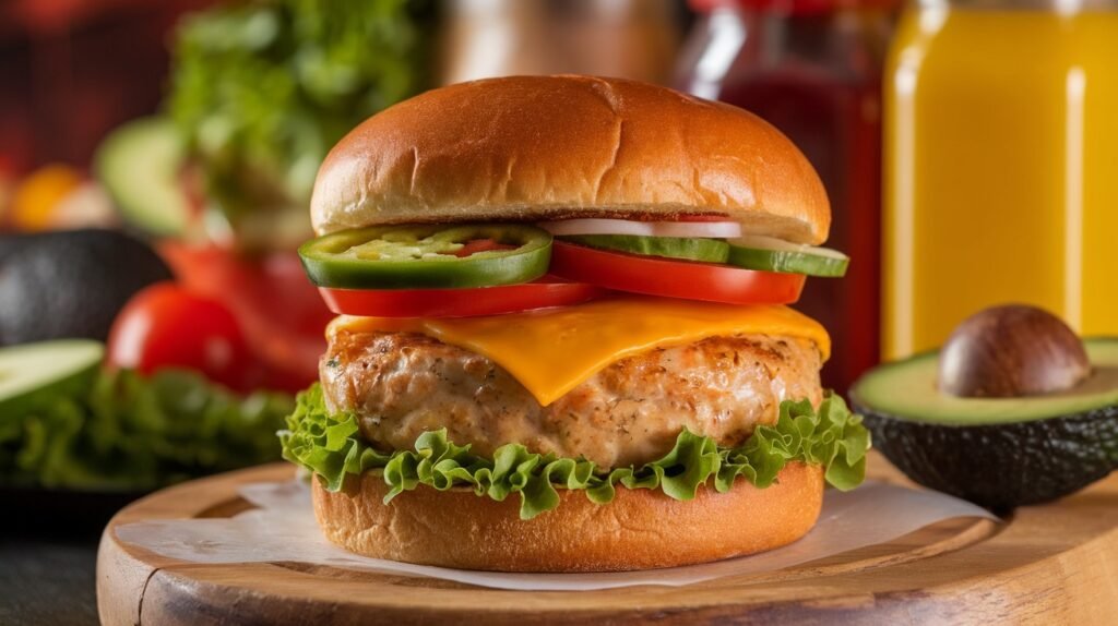 Jalapeño Cheddar Chicken Burgers