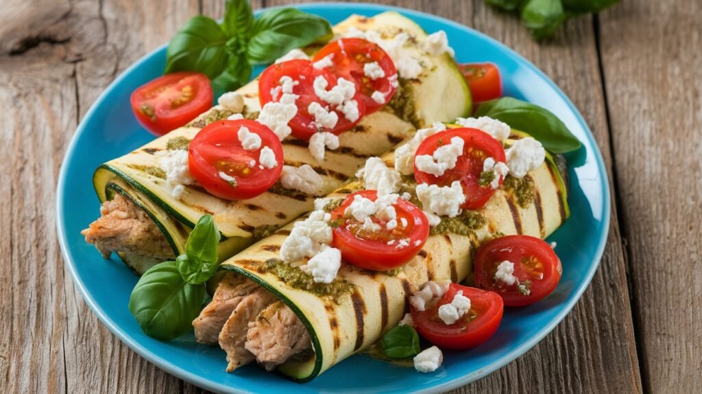Chicken Pesto Grilled Zucchini Wraps