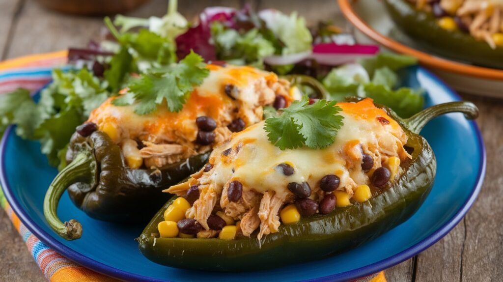Chicken Stuffed Poblano Peppers