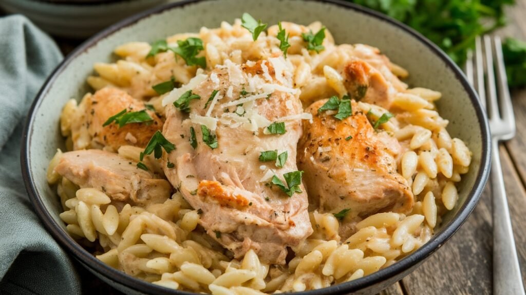 Creamy Garlic Chicken Orzo