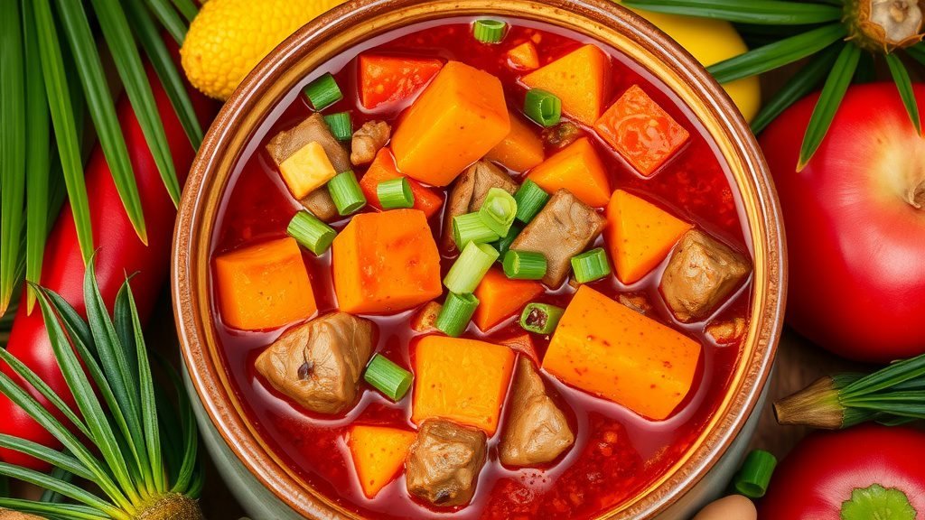 Caribbean Pepper Pot Soup (Spicy Meat & Veggie Soup)