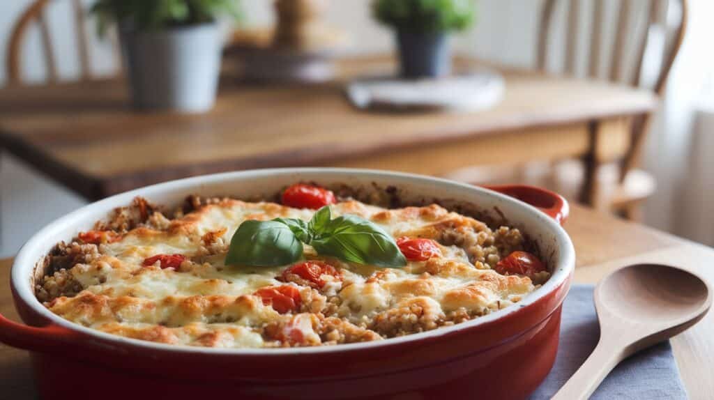 Chicken Pesto Quinoa Casserole
