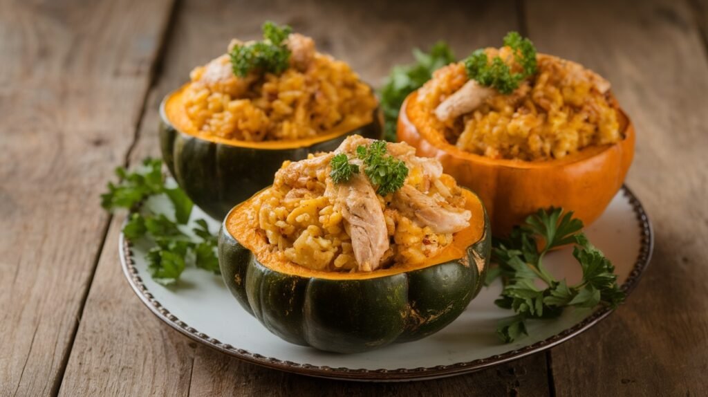 Chicken and Rice Stuffed Acorn Squash