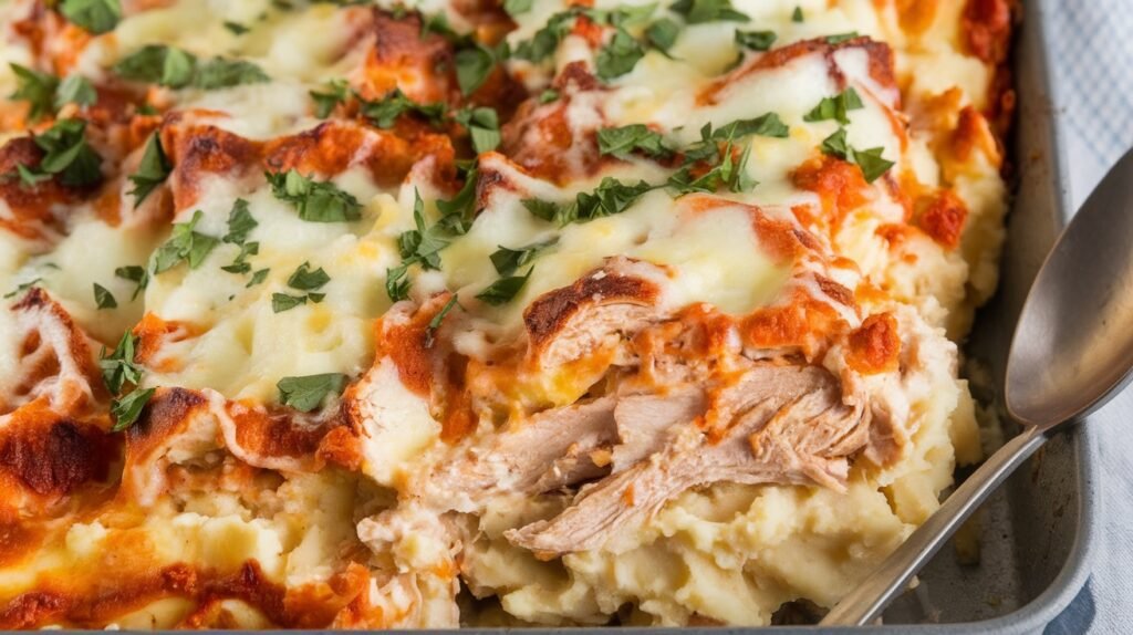 Chicken Alfredo Mashed Potato Bake