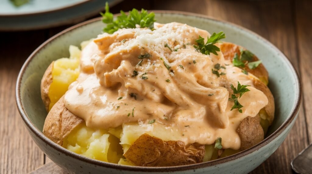 Chicken Alfredo Smashed Potatoes