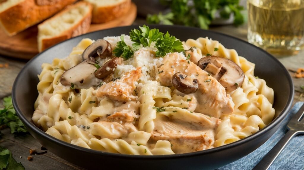 Chicken and Mushroom Alfredo Noodles