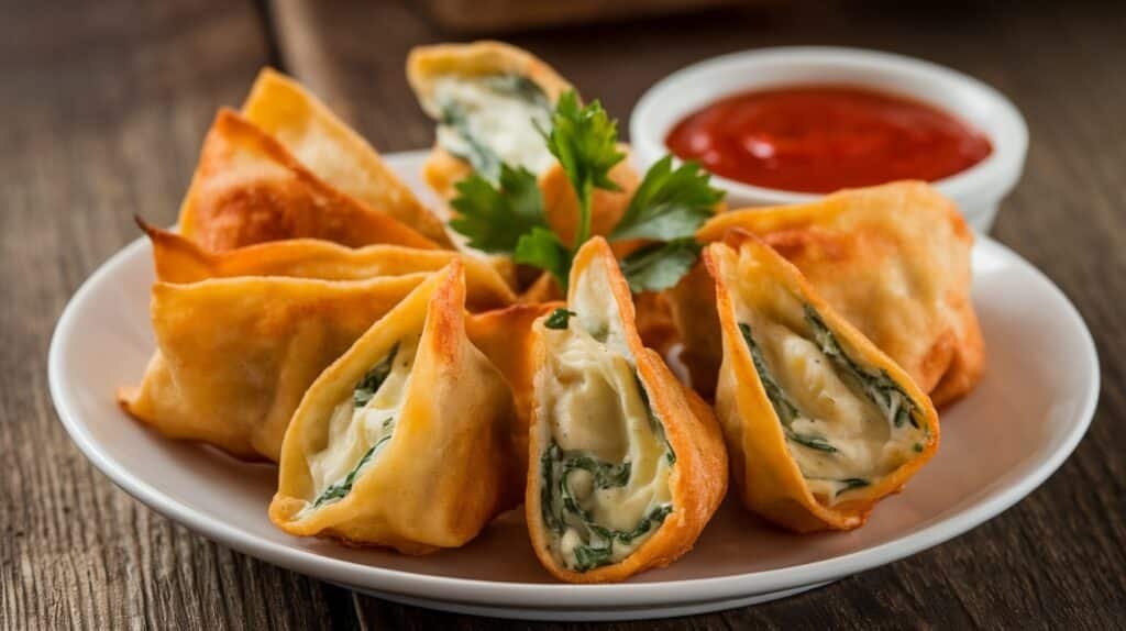 Chicken Spinach Alfredo Wontons
