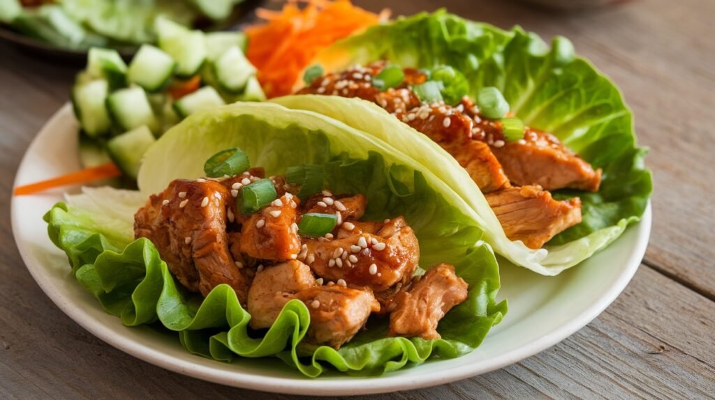 Honey Garlic Chicken Lettuce Tacos