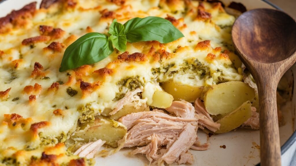 Chicken Pesto Potato Casserole