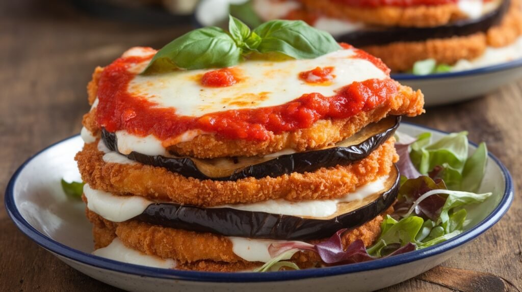 Crispy Chicken Eggplant Stacks