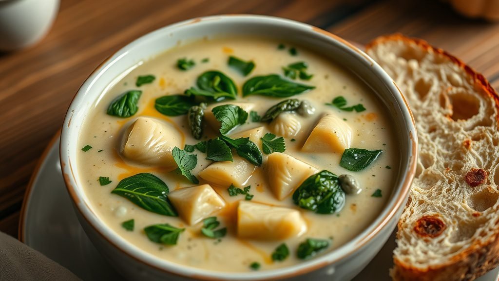 Creamy Spinach and Artichoke Soup