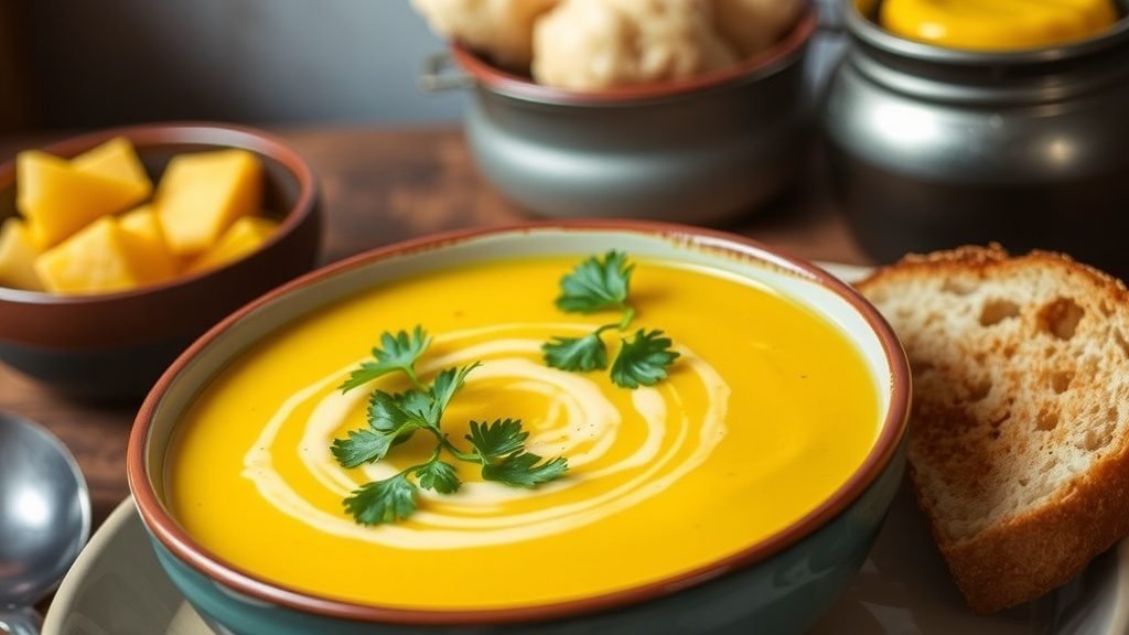 Savory Roasted Cauliflower and Turmeric Soup