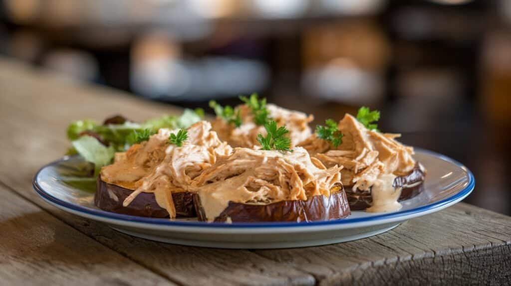 Chicken Alfredo Eggplant Rounds