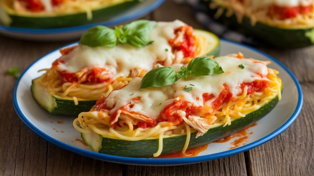 Chicken Parmesan Spaghetti Boats