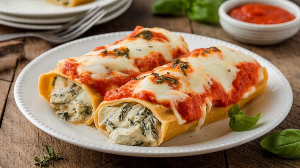 Chicken Spinach Stuffed Manicotti