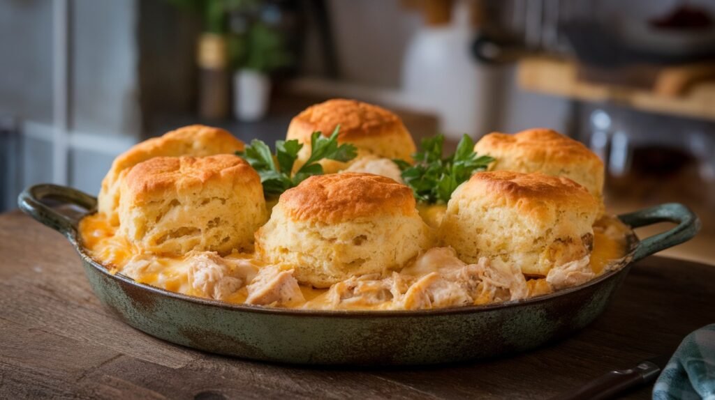 Cheesy Chicken Biscuit Bake