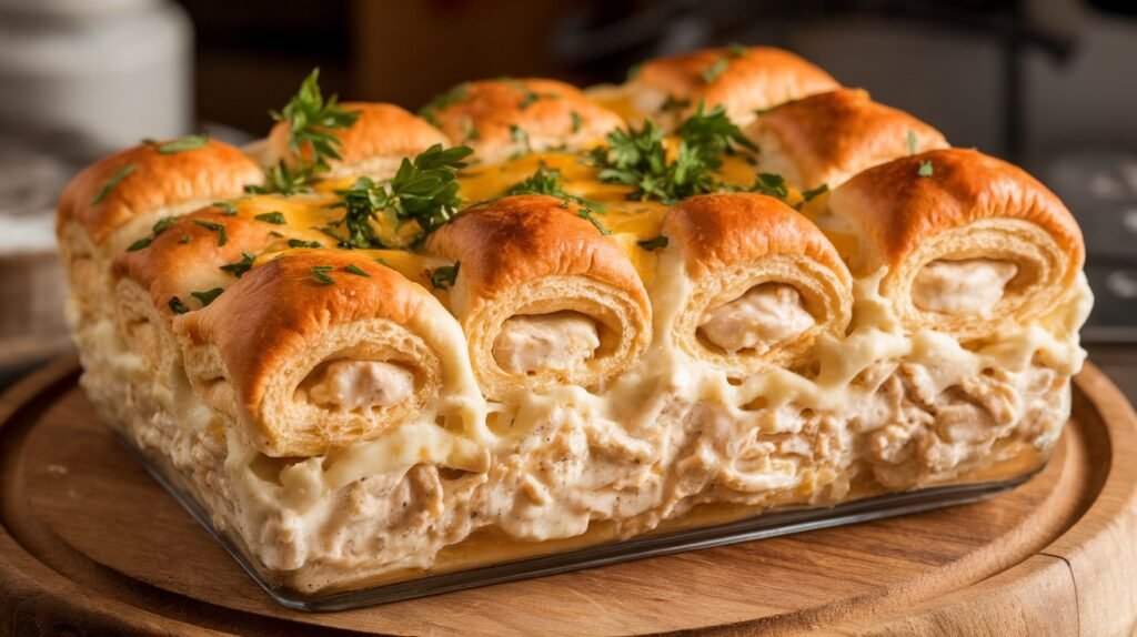 Chicken Alfredo Crescent Casserole