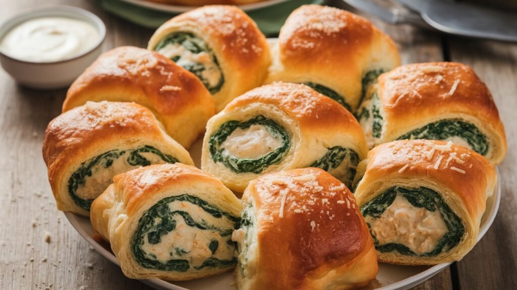 Chicken Alfredo Spinach Crescent Rolls