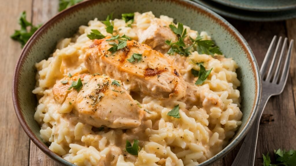 One-Pot Chicken Alfredo Rice