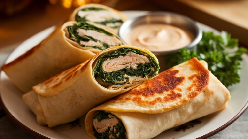 Baked Chicken and Spinach Wraps
