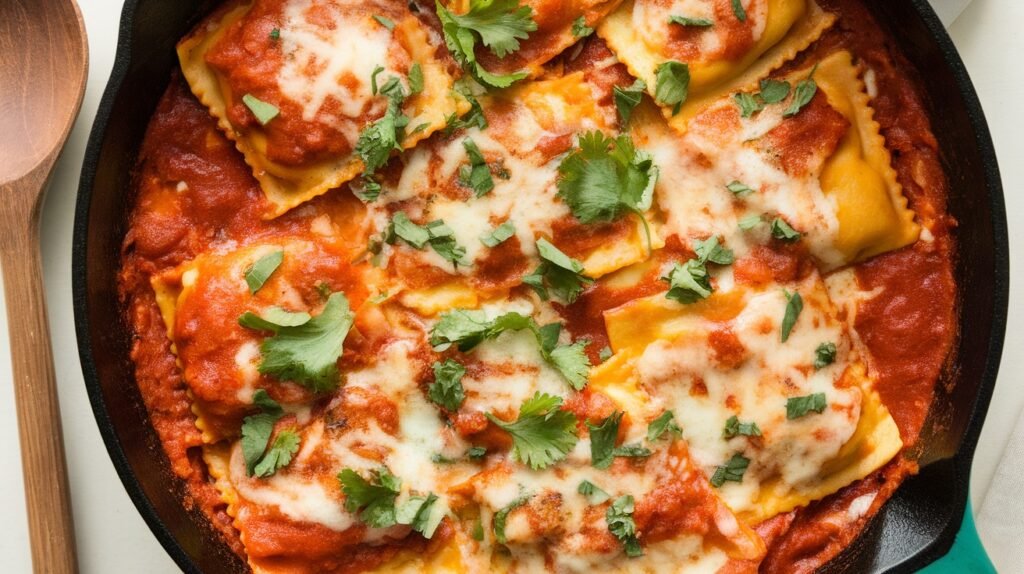 Chicken Enchilada Ravioli Skillet