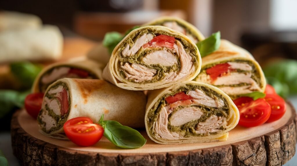 Chicken and Spinach Pesto Wraps