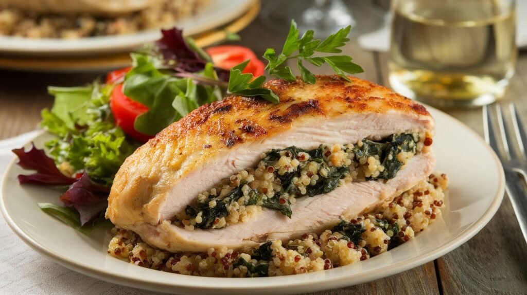 Chicken with Spinach Quinoa Stuffing