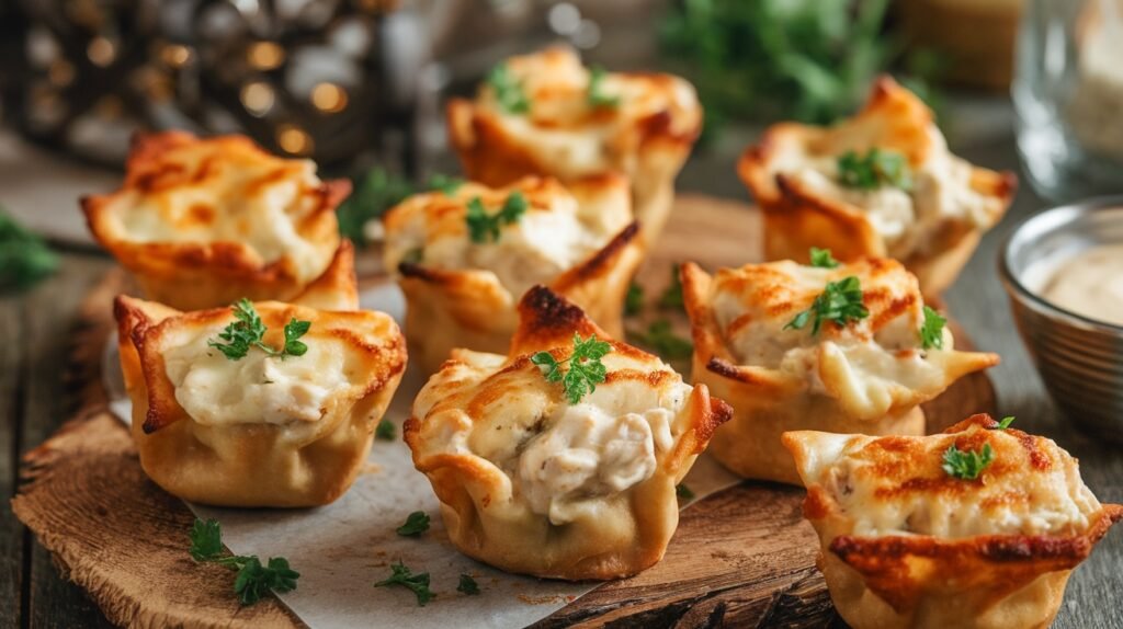 Chicken Alfredo Wonton Cups