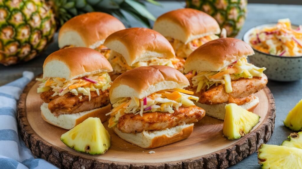 Chicken Sliders with Pineapple Slaw