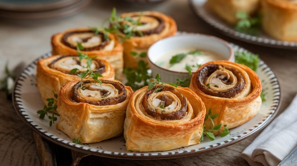 Chicken and Mushroom Puff Pastry Rolls
