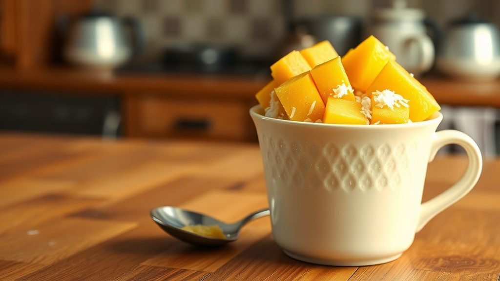 Mango Coconut Mug Cake