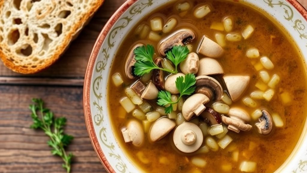 Mushroom Barley Soup with Thyme
