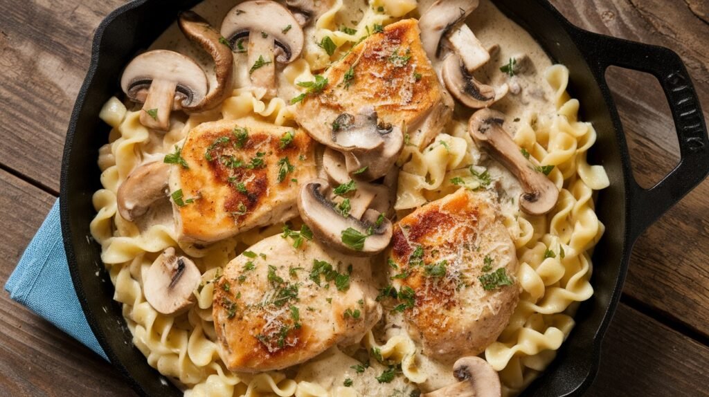 Chicken Mushroom Alfredo Skillet