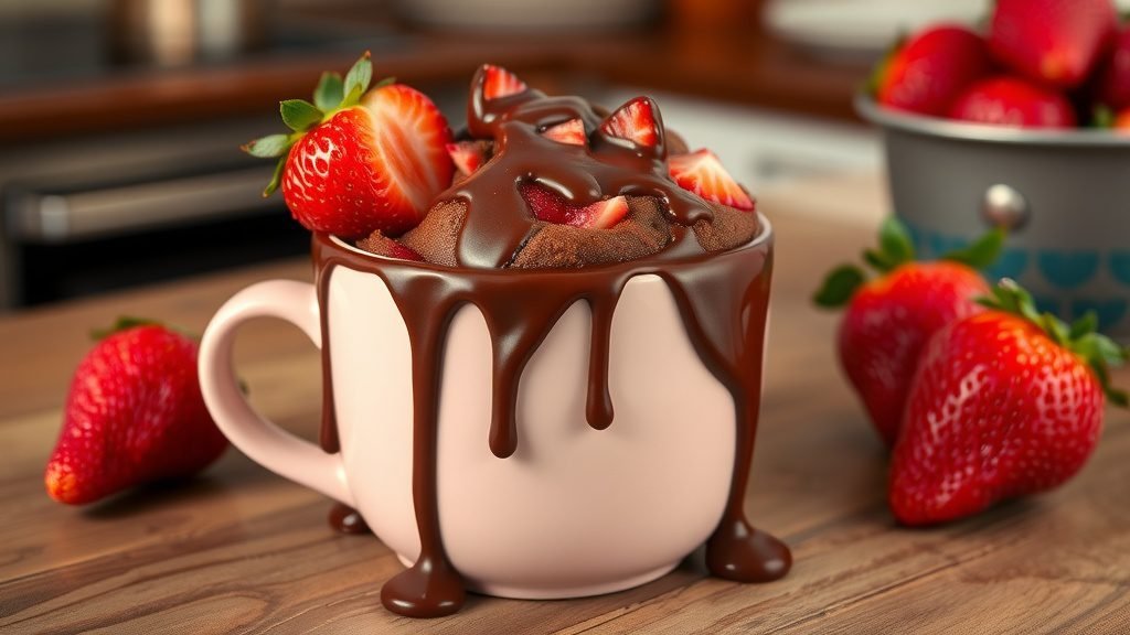 Chocolate Covered Strawberry Mug Cake