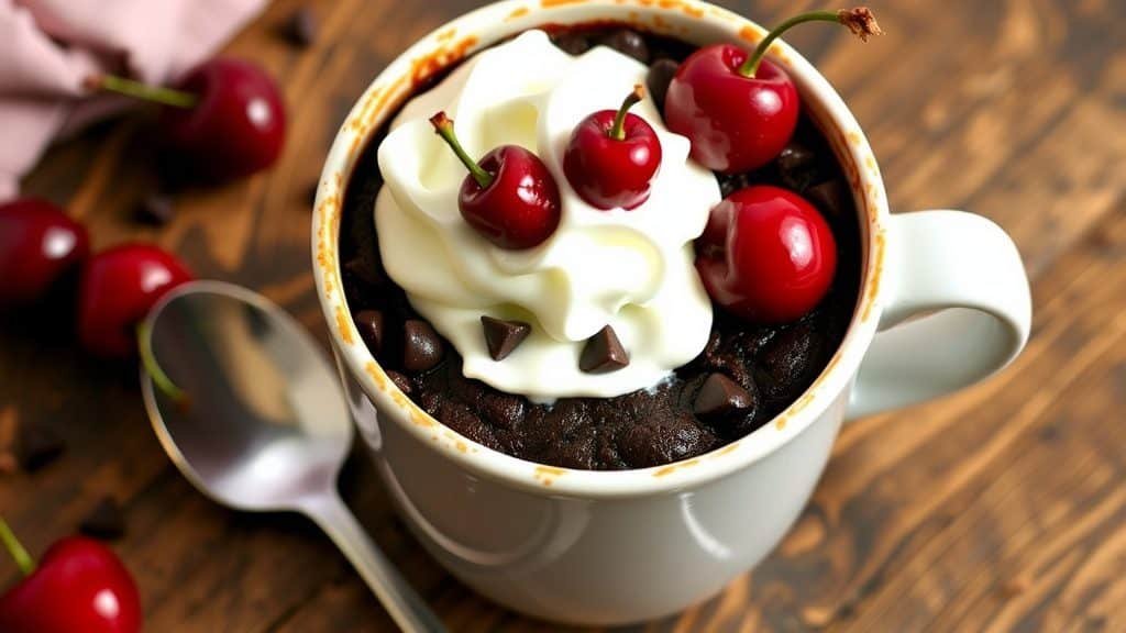 Dark Chocolate Cherry Mug Cake