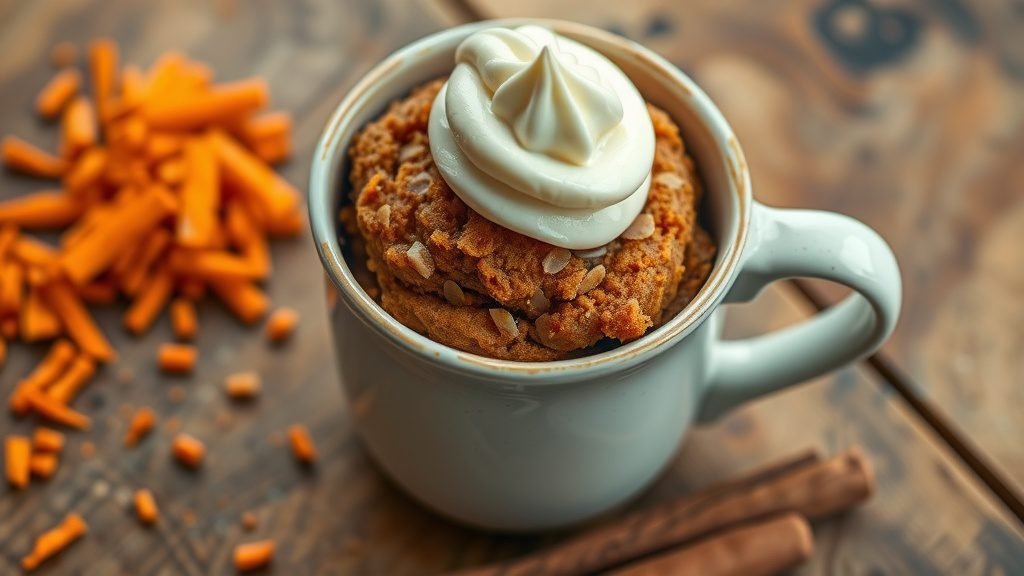 Cream Cheese Frosted Carrot Mug Cake